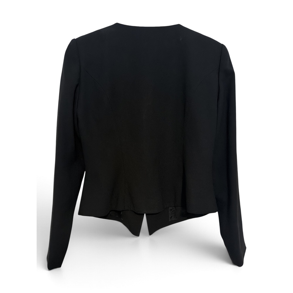 VTG Rimini Black Beaded Evening Jacket Womens 8 V-Neck Satin Button Blazer - Picture 2 of 14